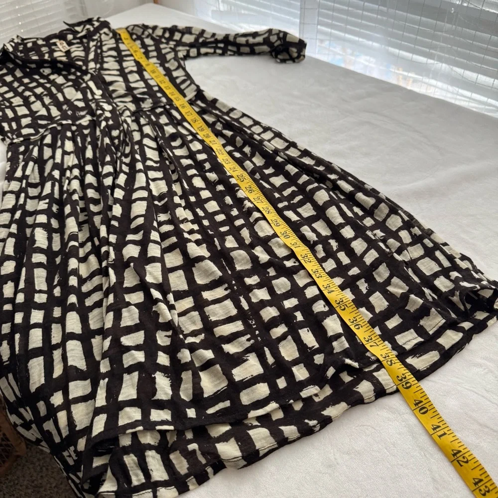 Samantha Sung Rare 100% Wool Audrey Dress Window Pane Geometric Squares Brown M - Picture 7 of 14